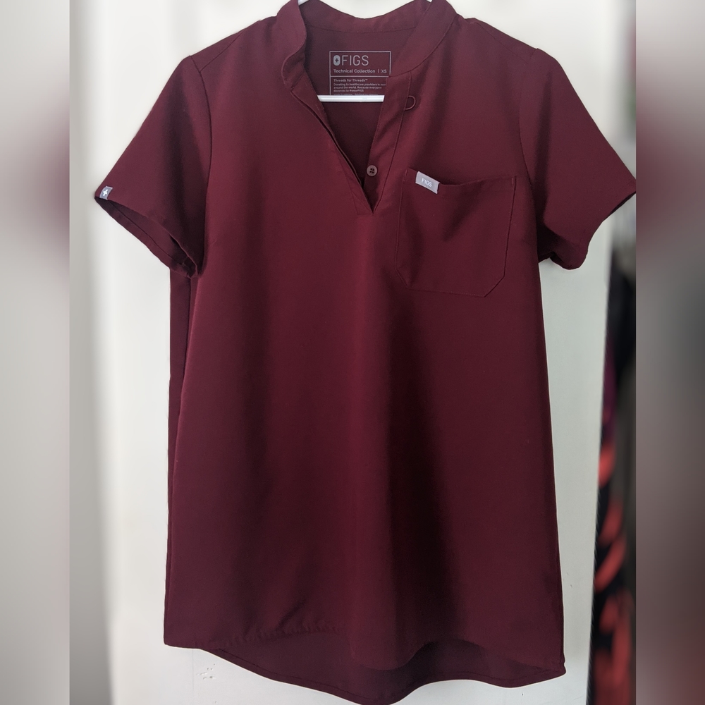 Figs Kitale Maternity 2.0 Burgundy Red Scrub Top